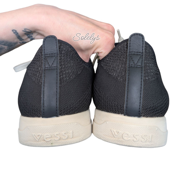 Vessi Weekend Mens 13 Asphalt Black Off White Waterproof Knit Dyma-Tex Sneaker - Picture 7 of 12
